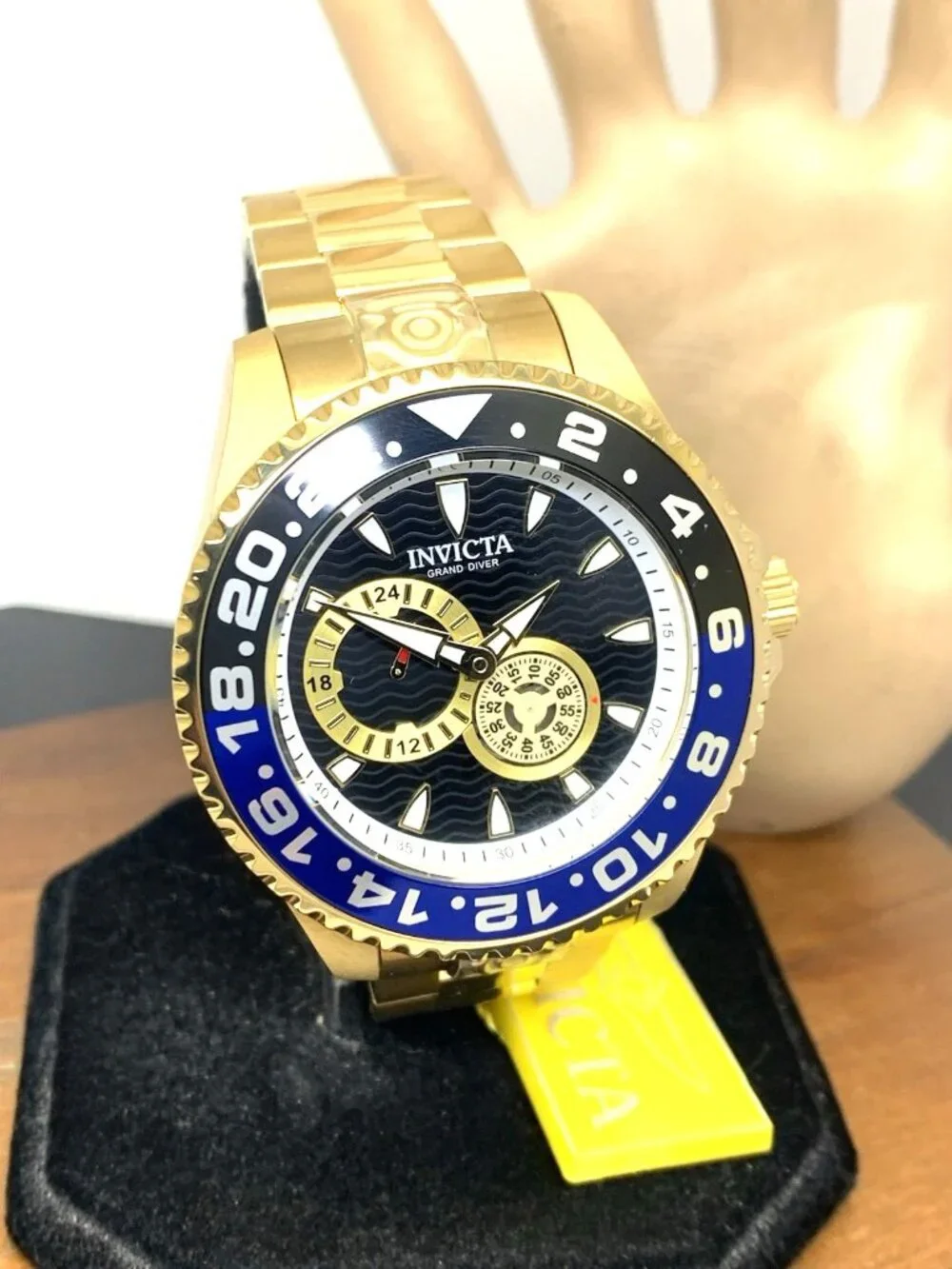 Invicta Men's Watch 47303 Grand Diver Swiss Automatic Blac Dial Gold Steel 47mm